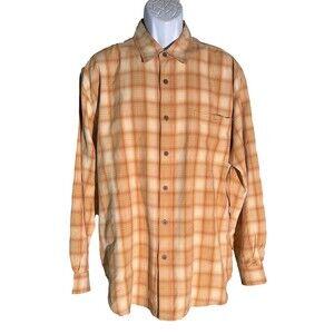 TOMMY BAHAMA Long Sleeve Button Down Silk Shirt Gold Large